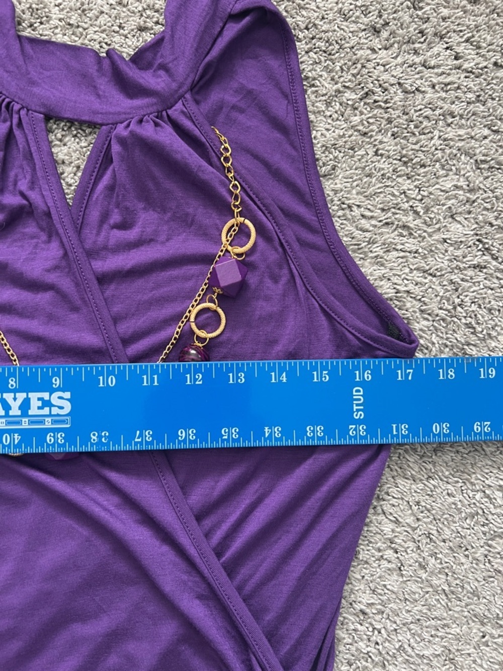 Voila Purple Halter-Neck Sleeveless Mini Dress with Attached Necklace - Size L - Picture 8 of 8
